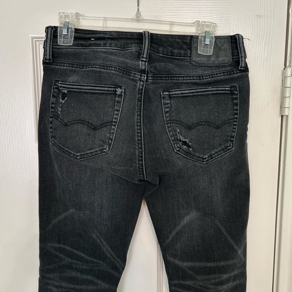 American Eagle Ne(x)t Level Flex Skinny Stretch Jeans 29 x 32 Black Distressed - Picture 6 of 11